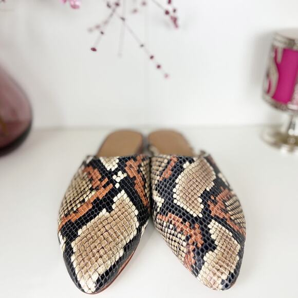 Madewell Shoes - Madewell Remi Mule Snakeskin Embossed Leather Mules Size 8.5‎